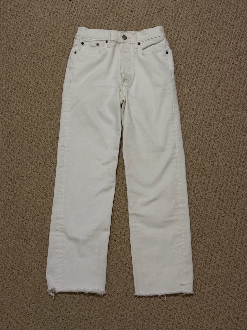 Aritzia Denim Forum Arlo High Rise Straight White Jeans